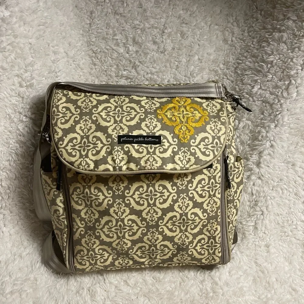 Petunia Pickle Bottom Diaper Bag Shoulder Strap /Backpack Straps Gray Yellow.